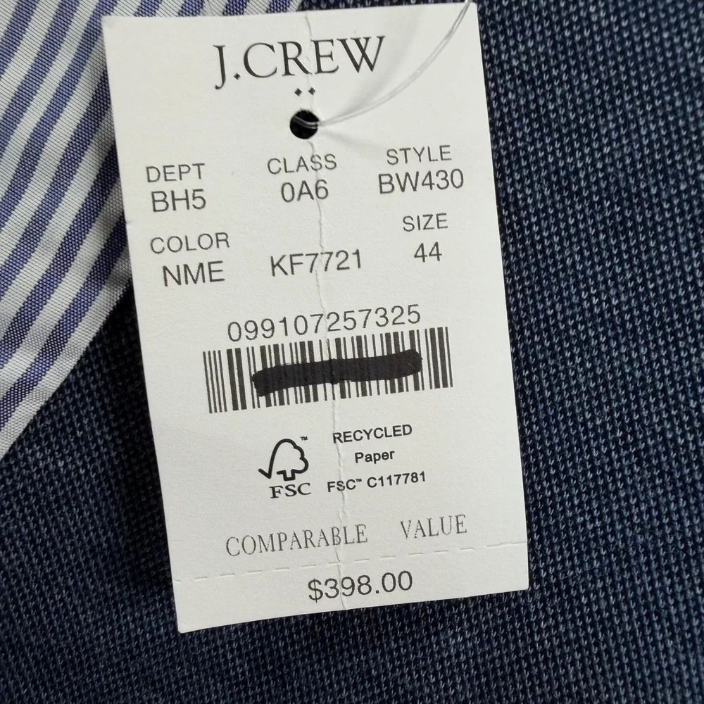 J.Crew Mens Size 44R Thompson Blazer Navy Melange Knit Cotton Blend BW430 NWT